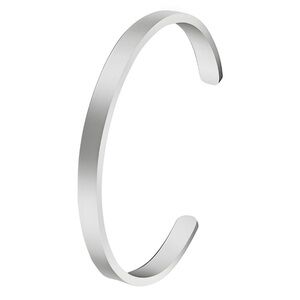 Minimalist Silver Cuff Bracelet – Stainless Steel, Adjustable